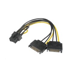 AKASA Adaptér napájecí na 6+2pin PCIe (2xSATA male power to a 6+2pin PCIe female connector)