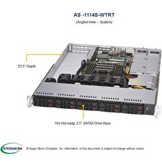SUPERMICRO A+ Server 1U 1x SP3, 8x DDR4, 10x 2,5" (2xNVMe opt.), 2x500W(plat), 2x10GbE, IPMI