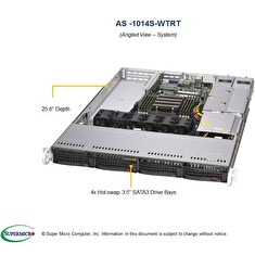 SUPERMICRO A+ Server 1U 1x SP3, 8x DDR4, 4x 3,5" (4xNVMe opt.), 2x500W(plat), 2x10GbE, IPMI