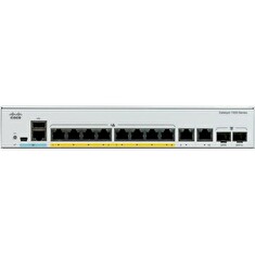 8x 10/100/1000 Ethernet PoE+ ports and 120W PoE budget, 2x 1G SFP and RJ-45 combo uplinks, PS