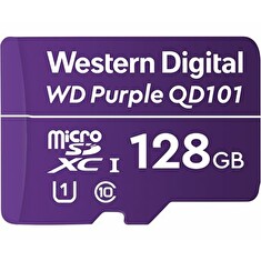 WD Purple SC QD101 WDD128G1P0C - Paměťová karta flash - 128 GB - UHS-I U1 / Class10 - microSDXC UHS-I - purpurová