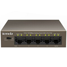 Tenda TEF1105P-4-63W - PoE AT Switch 63Watt, 5xRJ45 Switch s 4xPoE 802.3at, 10/100Mbps,Kov