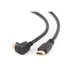 GEMBIRD Kabel HDMI-HDMI M/M 3m, 1.4, M/M stíněný, zlacené kontakty, 90° lomený, černý