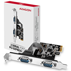 AXAGON PCEA-S2N, PCIe řadič - 2x sériový port (RS232) 250 kbps, vč. LP