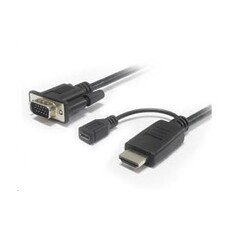 PremiumCord kabelový převodník HDMI na VGA s napájecím micro USB konektorem - černý