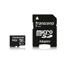 TRANSCEND Micro SDXC Class 10 UHS-I 400x, 64GB (Premium, R85, W35MB/s) + adaptér