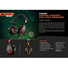 CANYON herní headset, 3,5mm jack, ovládání hlasitosti, 2in1 3.5mm adapter, kabel 2m, černý