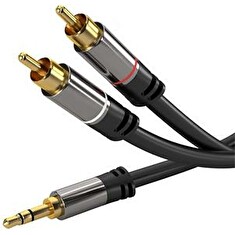PremiumCord HQ stínený kabel stereo Jack 3.5mm-2xCINCH M/M 1,5m
