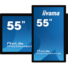 55" iiyama TF5539UHSC-B1AG: IPS, 4K, capacitive, 15P, 500cd/m2, VGA, HDMI, DP, 24/7, IP54, černý