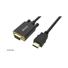 AKASA kabel HDMI na VGA, pozlacené konektory, 2m