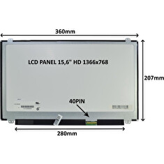 LCD PANEL 15,6" HD 1366x768 40PIN MATNÝ / ÚCHYTY NAHOŘE A DOLE