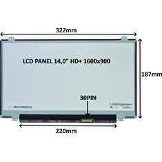 LCD PANEL 14,0" HD+ 1600x900 30PIN MATNÝ / ÚCHYTY NAHOŘE A DOLE