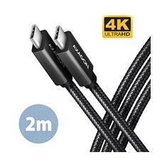 AXAGON BUCM32-CM20AB, SPEED+ kabel USB-C <-> USB-C, 2m, USB 3.2 Gen 2, PD 100W 5A, 4k HD, ALU, oplet, černý