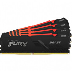 Kingston FURY Beast/DDR4/64GB/3600MHz/CL18/4x16GB/RGB/Black