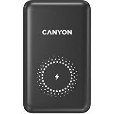 CANYON powerbanka PB-1001B PD&QC3.0, 10 000mAh Li-pol, Input 5/9V (Lightning/USB-C),Output 5/9/12V (USB-A+USB-C),černá
