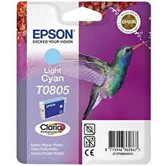 Epson T0805 - inkoust light cyan (světle azurová) Epson Stylus Photo R265, R285, R360, RX560, RX585, RX685 (kolibřík)