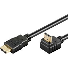 PremiumCord HDMI High Speed+Ethernet kabel, zlacený zahnutý konektor 90° 3m