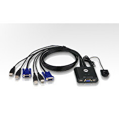 ATEN CS22U 2-Port USB KVM Switch, Remote port selector, 0.9m cables