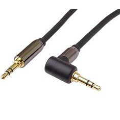 PremiumCord HQ stíněný kabel stereo Jack 3.5mm - Jack 3.5mm zahnutý 90° 1,5m