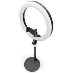 DIGITUS 10palcové LED kruhové světlo stolní se stativovým stojanem a držákem na chytrý telefon, stmívatelné světlo