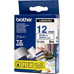BROTHER TZE233 - kazeta TZ šířky 12mm, laminovaná TZE-233, bílá / modrá