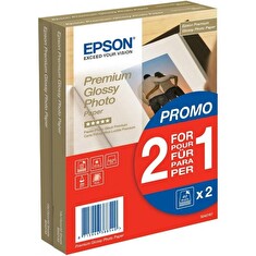 Epson Premium Glossy Photo Paper - papír lesklý, 10x15 cm, 255g/m2, 2x40 listů 2 za cenu 1