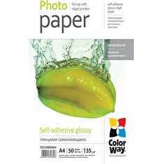 COLORWAY fotopapír/ glossy self-adhesive 135g/m2, A4/ 50 kusů