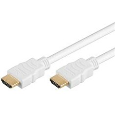 PremiumCord HDMI High Speed + Ethernet kabel, white zlacené konektory, 1m