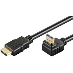 PremiumCord HDMI High Speed+Ethernet kabel, zlacený zahnutý konektor 90° 10m