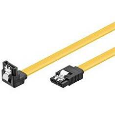 PremiumCord 0,7m SATA 3.0 datový kabel 1.5GBs / 3GBs / 6GBs, kov.západka, 90°