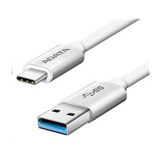 ADATA kabel USB C -> USB 3.1 A, 100cm, bílý, hliníkový