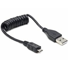 Kabel C-TECH USB A Male/Micro B Male 2.0, 60cm, Black, kroucený