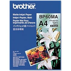 Brother BP 60MA Matte Inkjet Paper - Matný - A4 (210 x 297 mm) - 145 g/m2 - 25 listy papír - pro Brother MFCJ6530, MFC-J6580, J6980, J6995, J737, J837, J907, J997