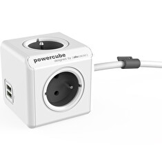 Zásuvka PowerCube EXTENDED USB s kabelem 3m šedá
