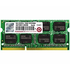 Transcend - DDR3L - 8 GB - SO-DIMM 204-pin - 1600 MHz / PC3L-12800 - CL11 - 1.35 V - bez vyrovnávací paměti - bez ECC - pro HP ProBook 455 G1; ZBook 14, 15, 17; Lenovo ThinkCentre M73; ThinkPad L540; T440; W540