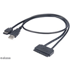 AKASA HDD adaptér Flexstor ESATA, 2,5" SATA HDD/SSD na E-SATA, 40cm