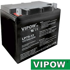 Baterie olověná 12V/75Ah VIPOW bezúdržbový akumulátor
