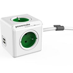 Zásuvka PowerCube EXTENDED USB s kabelem 1.5m zelená
