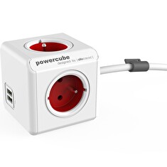 Zásuvka PowerCube EXTENDED USB s kabelem 1.5m červená