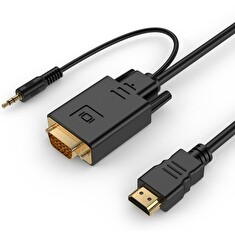 Gembird adaptér HDMI-A(M) ->VGA (F) + audio, na kabelu 1.8m, černý