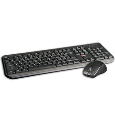 C-TECH klávesnice WLKMC-01, bezdrátový combo set s myší, černý, USB, CZ/SK