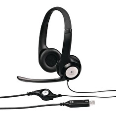 Logitech náhl.sada H390 Stereo USB Headset - uzavřená sluchátka, USB konektor, černá, mikrofon, regulace hlasitosti na k
