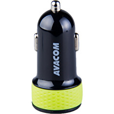 Nabíječka do auta AVACOM NACL-2XKG-31A s dvěma USB výstupy 5V/1A - 3,1A, černo-zelená barva