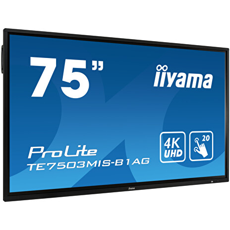 75" iiyama TE7503MIS-B1AG: IPS, 4K, 350cd/m2, 24/7, iiSignage, WiFi, 2x Touch Pen, HDMI, VGA, DP,USB