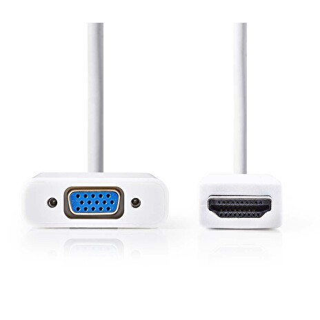 Nedis CCGB34900WT02 - HDMI™ – VGA Kabel | Konektor HDMI™ - VGA Zásuvka + 3,5mm výstup | 0,2 m | Bílá barva