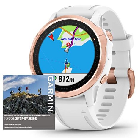 Garmin fenix6S PRO Glass, RoseGold/White Band (MAP/Music)