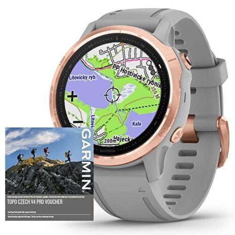 Garmin fenix6S PRO Sapphire, RoseGold/Gray Band (MAP/Music)/TOPO Czech