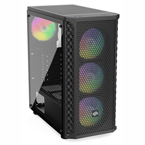 SilentiumPC skříň MidT Signum SG7V EVO TG ARGB / 2x USB 3.0 / 4x 120mm ARGB fan / tvrzené sklo / černá