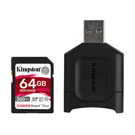 Kingston paměťová karta 64GB SDXC React Plus SDR2 + MLP SD Reader | NAIČO.cz