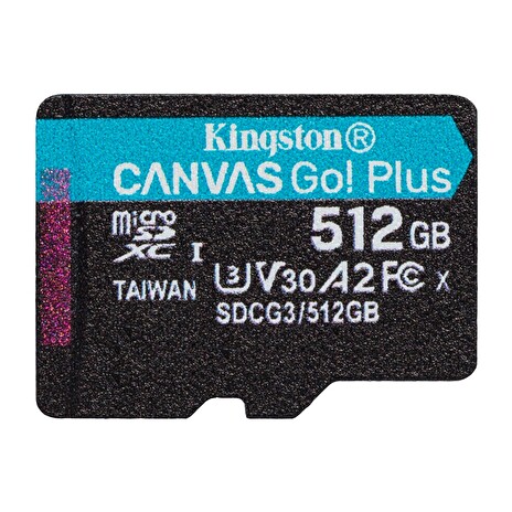 512GB microSDXC Kingston Canvas Go! Plus A2 U3 V30 170MB/s bez adapteru